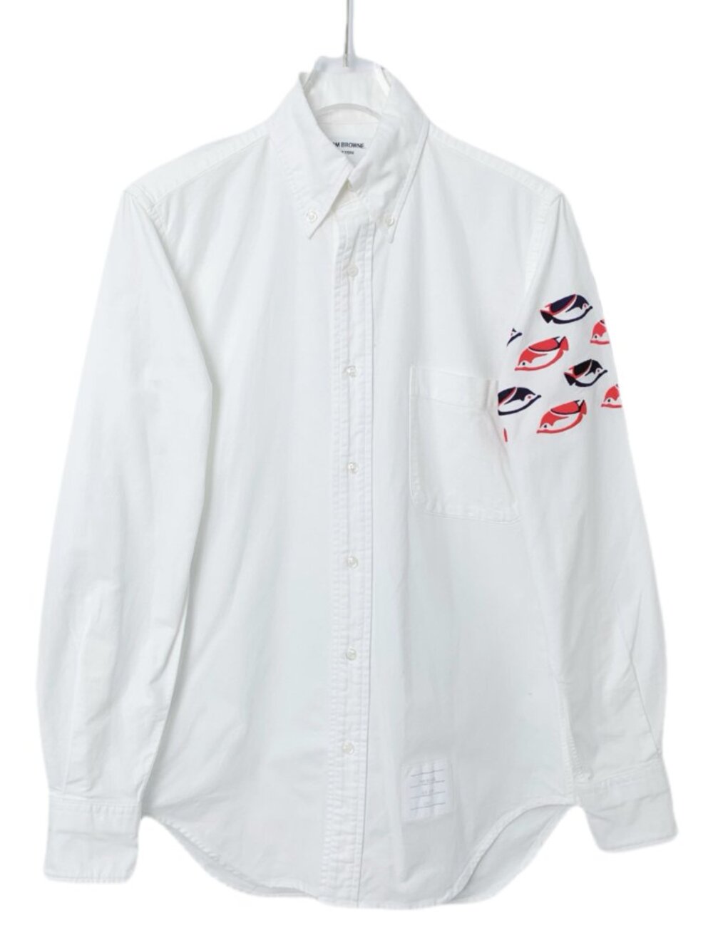 H32459 THOM BROWNE white breasted long-sleeved shirt 1 S size 95 new
